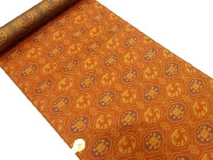 B反 小池織物製 斜め格子に馬・花模様織り出し名古屋帯地反物